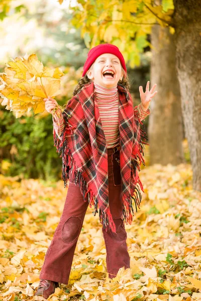 Little girl in autumn park — Stock Photo, Image