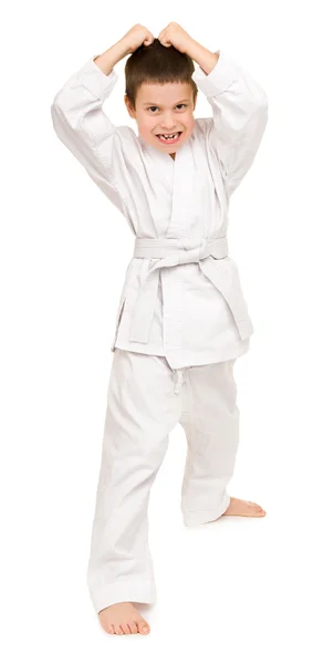 Boy v bílém kimonu — Stock fotografie