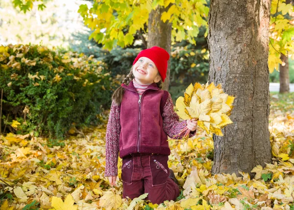 Menina no parque de outono — Fotografia de Stock