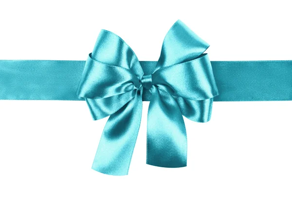 Cyan bow photo made from silk — Stock Photo, Image