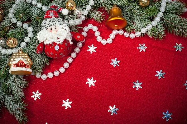 Weihnachten Hintergrund mit Dekorationen und Spielzeug — Stockfoto