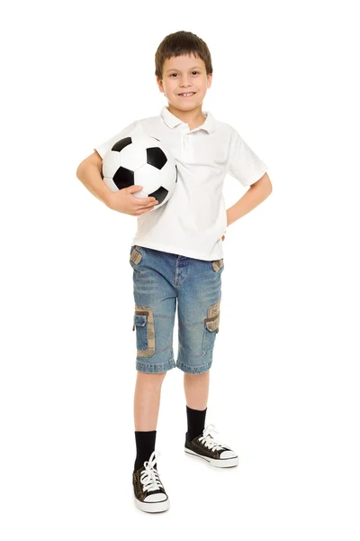 Soccer boy studio isolerade — Stockfoto