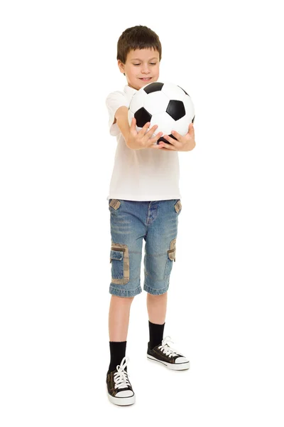 Soccer boy studio isolerade — Stockfoto