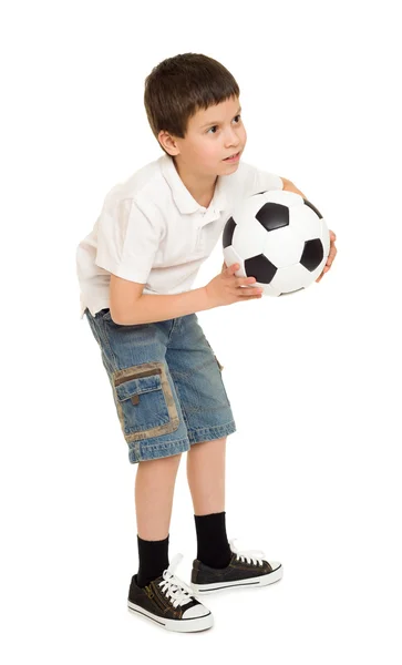 Fútbol chico estudio aislado — Foto de Stock