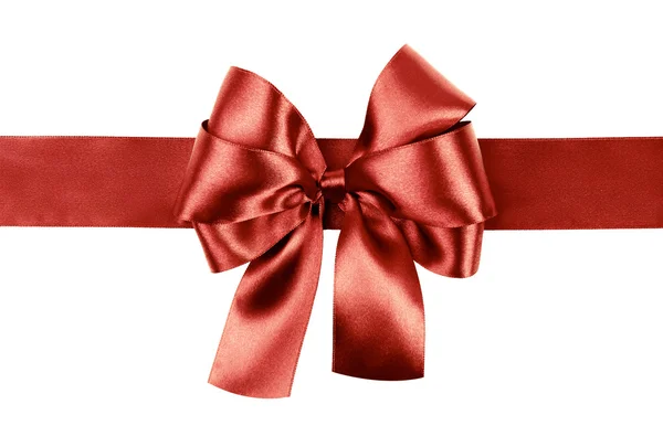 Dark red brown bow photo made from silk — Stock Photo, Image