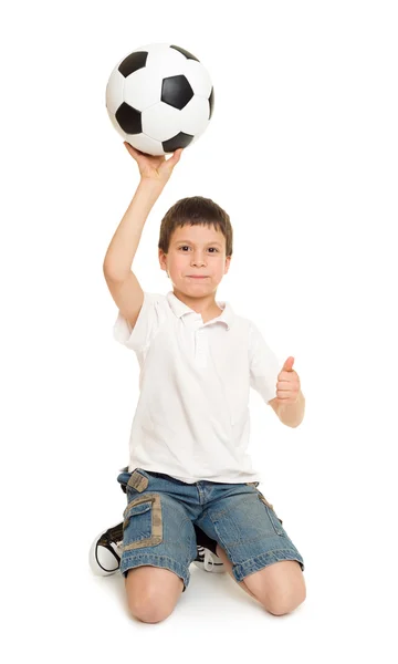 Futebol menino estúdio isolado — Fotografia de Stock