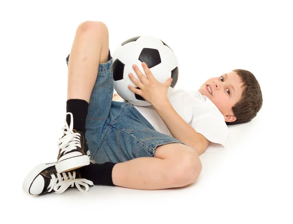 Soccer boy studio isolated — Stock Photo, Image