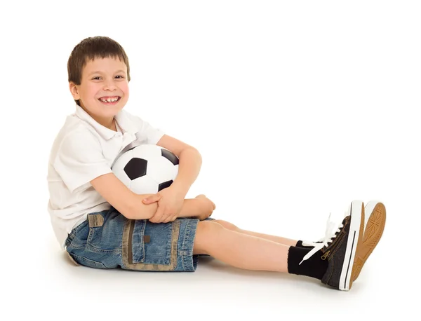 Soccer boy studio isolerade — Stockfoto