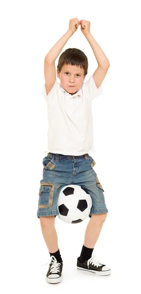 Soccer boy studio isolated — Stock Photo, Image