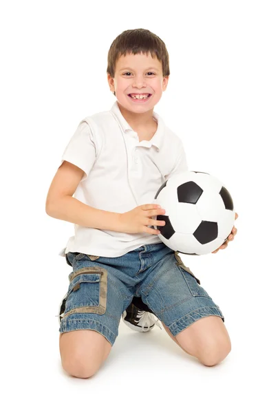 Студия футбольного мальчика изолирована — стоковое фото