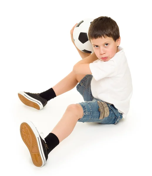 Soccer boy studio isolated — Stock Photo, Image