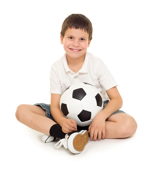 Voetbal jongen studio geïsoleerd — Stockfoto