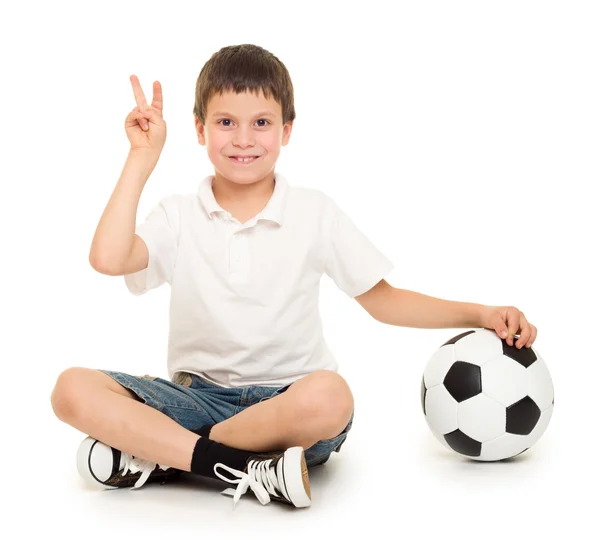 Soccer boy studio isolated — Stock Photo, Image