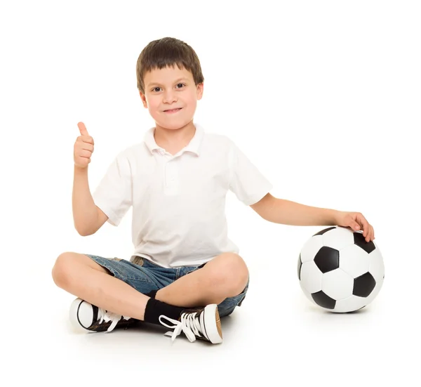 Soccer boy studio isolerade — Stockfoto