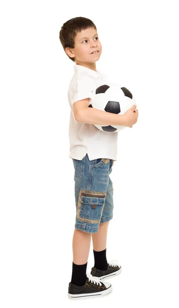 Futebol menino estúdio isolado — Fotografia de Stock