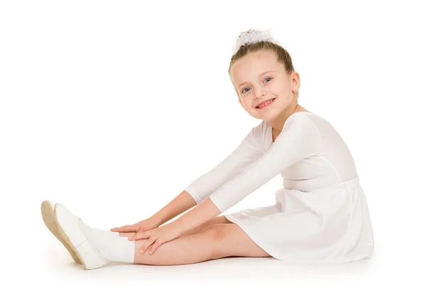 Beyaz topu cüppe, küçük kız — Stok fotoğraf
