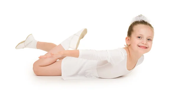 Niña en vestido de bola blanca — Foto de Stock