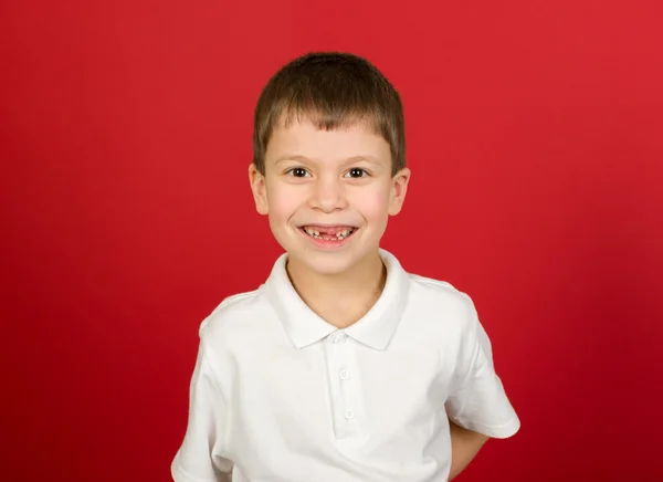 Mueca chico retrato en rojo — Foto de Stock