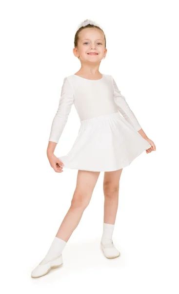 小女孩在白色舞会礼服 — 图库照片