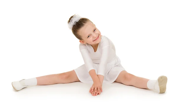 Niña en vestido de bola blanca — Foto de Stock