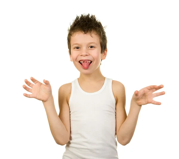 Portrait of a boy in underwear with wet hair — Stock Photo, Image