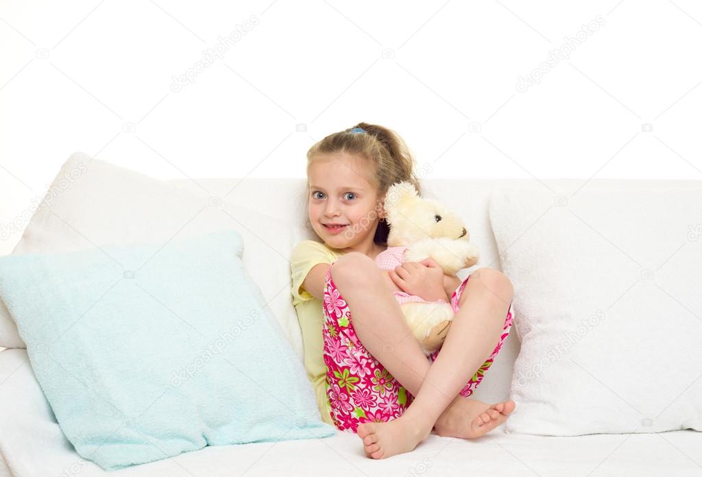 little girl in bed