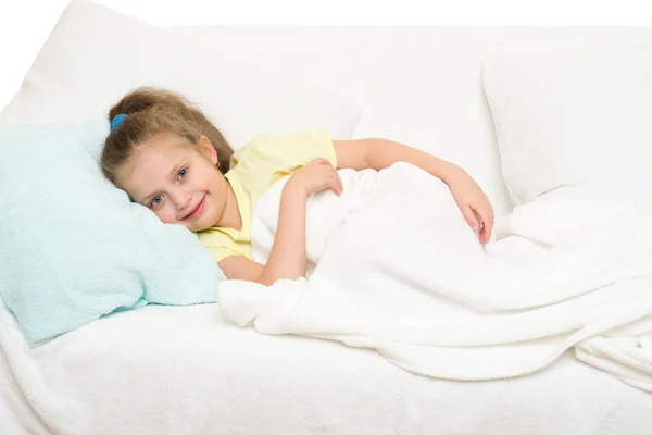 Little girl in bed — Stock Photo, Image