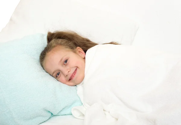 Little girl in bed — Stock Photo, Image