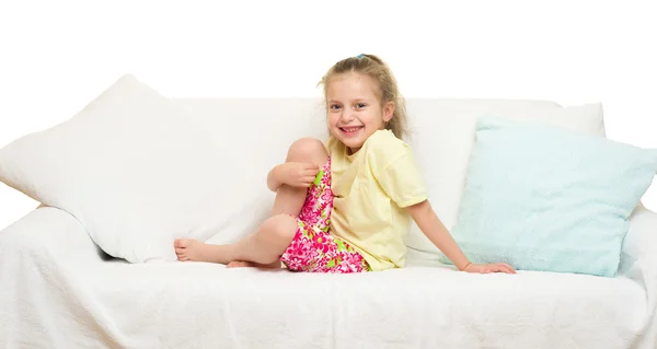 Little girl in bed — Stock Photo, Image