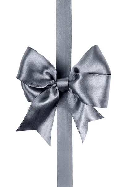 Gray bow made from silk ribbon — Stock Photo, Image