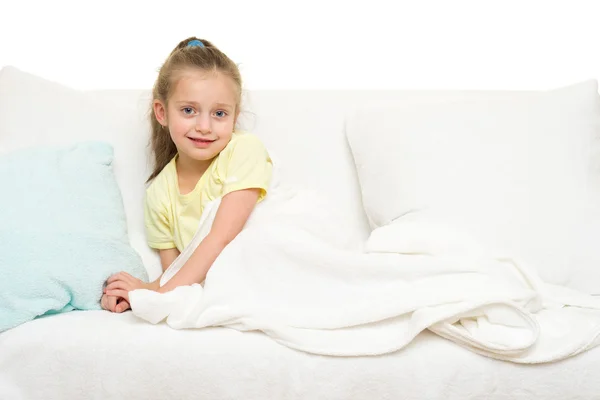 Little girl in bed — Stock Photo, Image