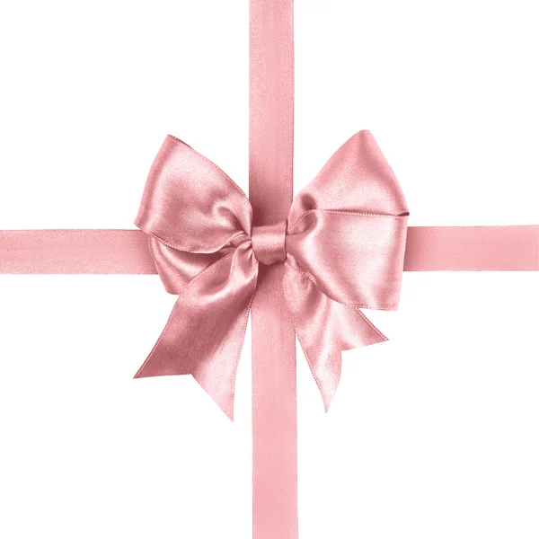 Light pink bow made from silk ribbon — Stock Photo, Image
