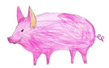 pembe domuz. Çocuk çizim kalem