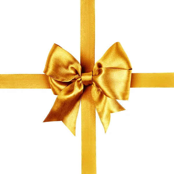 Golden bow photo made from silk — Stock Photo, Image