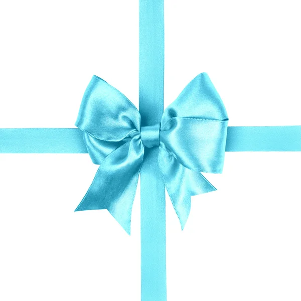 Light cyan bow photo made from silk — Stock Photo, Image