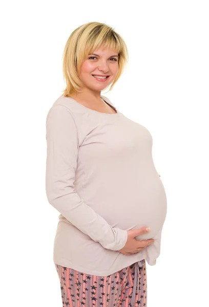 Pregnant woman on white — Stock Photo, Image