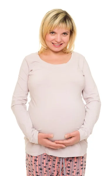 Pregnant woman on white — Stock Photo, Image