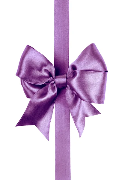 Purple bow made from silk ribbon — Stock Photo, Image