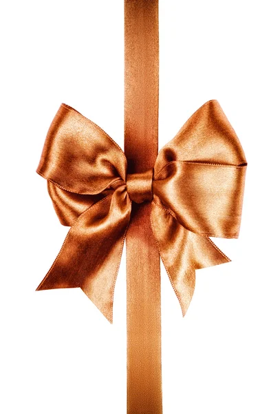 Brown bow made from silk ribbon — Stock Photo, Image
