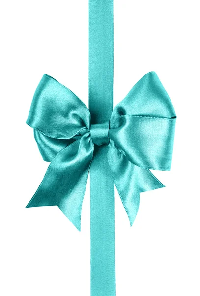 Cyan bow photo made from silk — Stock Photo, Image