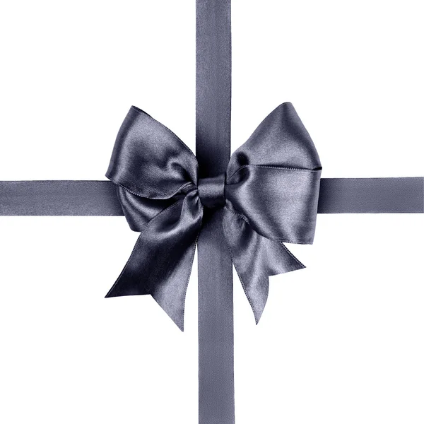 Gray bow made from silk ribbon — Stock Photo, Image