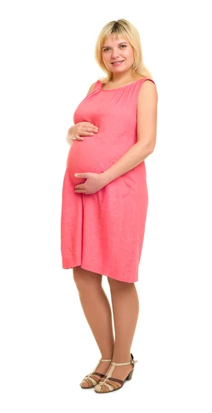 Pregnant woman on white — Stock Photo, Image