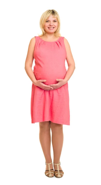 Pregnant woman on white — Stock Photo, Image