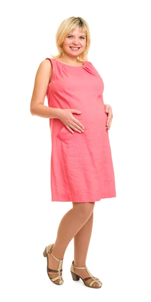 Pregnant woman on white — Stock Photo, Image