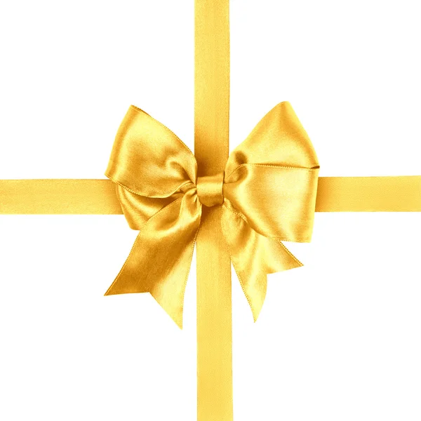 Golden bow photo made from silk — Stock Photo, Image