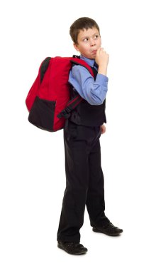 sırt çantası ile takım elbiseli erkek