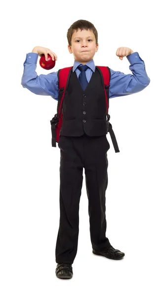 Niño en traje con mochila —  Fotos de Stock