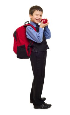 sırt çantası ile takım elbiseli erkek