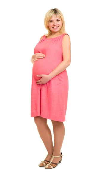 Pregnant woman on white — Stock Photo, Image