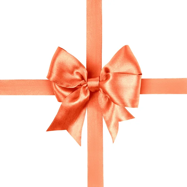 Light brown bow made from silk ribbon — Stock Photo, Image